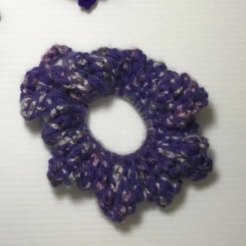 NWT Purple Gold Handmade Crocheted Hair Scrunchie Set of 3